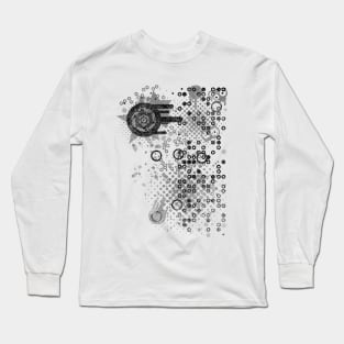 Abstract Pattern Circles Dots Halftone Star Faces Long Sleeve T-Shirt